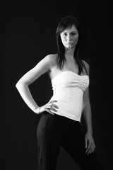 Fototapeta premium pretty girl on black