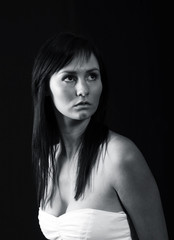 Naklejka premium pretty girl on black