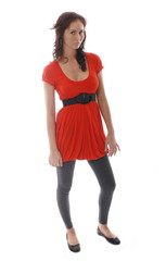 pretty girl in red top