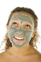 Girl in green face mask