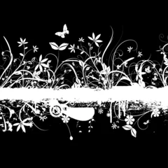 Aluminium Prints Butterflies in Grunge Floral grunge