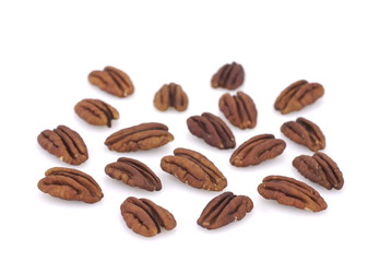 Pecans isolated on white back ground