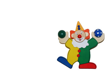 Isolated wooden toy clown
