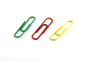 Multi-coloured a paper clips.