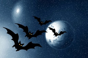 Obraz na płótnie Canvas Night. Moon and Bats
