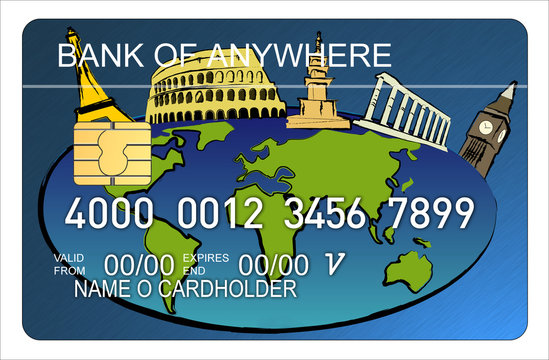 Credit card with world icon