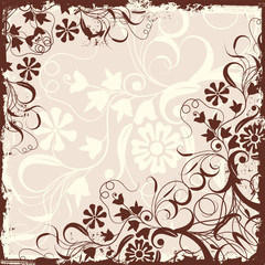 Grunge floral background, vector 