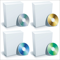 Blank box and DVD, vector