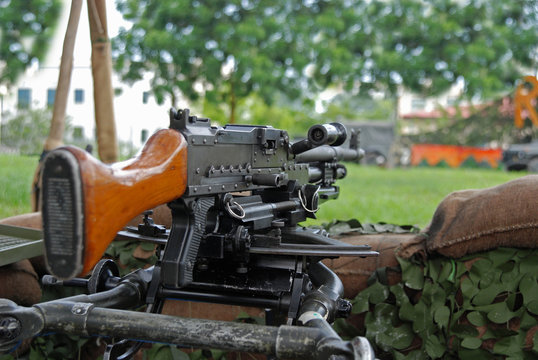 Machine gun display in the army camps
