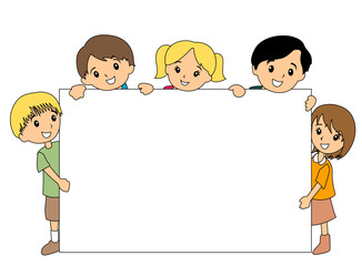 Kids Holding Blank Sign