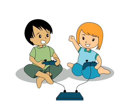 kids playing video games together clip art preview