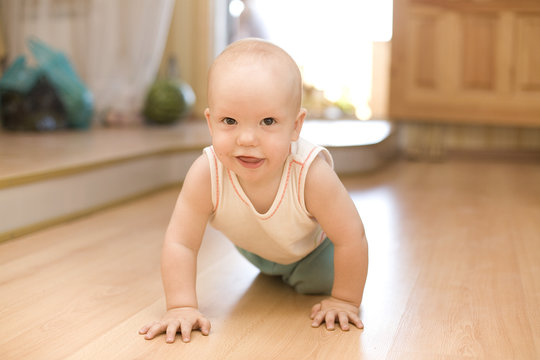Crawling little baby