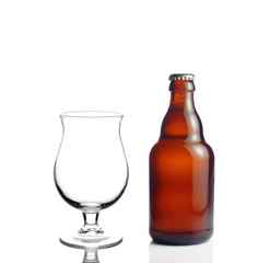 Beer glass and a beer bottle