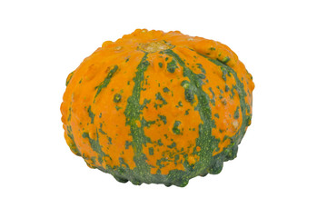orange striped gourd on white