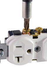 wiring outlet on white