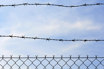 wired fence with barbed wire