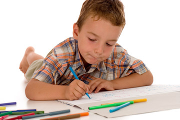 adorable little boy drawing