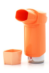 Orange asthma Inhaler and hood