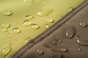 The waterproof fabric, water drops on the cloth