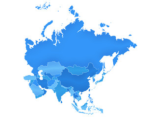 Carte Asie Camaieu Bleu