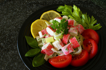 Surimi and celery salad © Elzbieta Sekowska