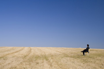businessman relaxing and enjoying the nature