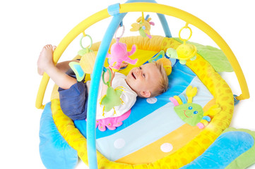 Baby plays with toys
