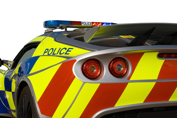 Police sports car on white background