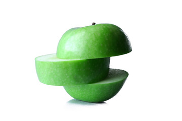 Three pieces of green apple.