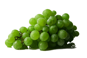 Bunch of fresh green grapes with water drops.