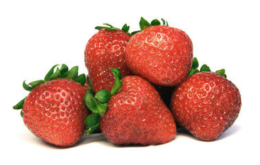 Fresh strawberries isolated on white background.