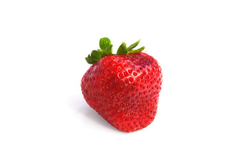 Single strawberry isolated on white
