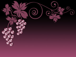 Tralcio di vite con grappoli d'uva su sfondo bord&ograve;