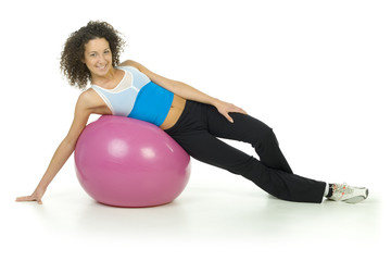 Fototapeta premium Young woman and her's ball