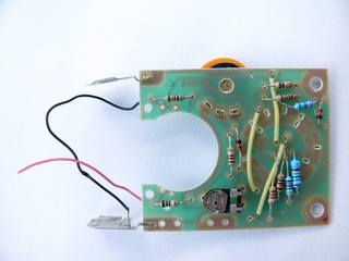 Circuit board with components and wires