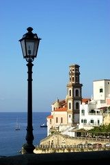 Atrani belltower church of Santissimo Salvatore of Birecto lamp