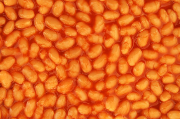Fototapeta premium Baked beans in tomato sauce as background texture