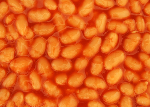 Baked beans close up