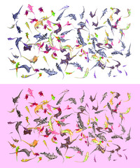 render of a few ragged sharks