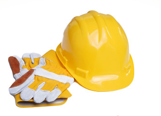 Industrial Hardhat and gloves