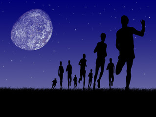 Runners at night