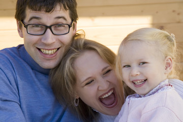 happy family nteracting together.  