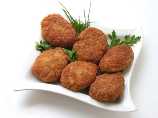 just fried warm veal cutlets