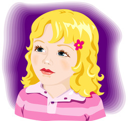 Kid, child, adorable little girl with blond hair and blue eyes