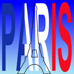 Obraz na płótnie Canvas Eiffel tower Paris text with French flag