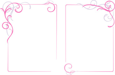 Abstract floral ornaments frame, pink, vector