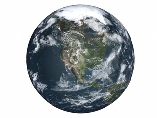 realistic 3d earth "usa" - white background
