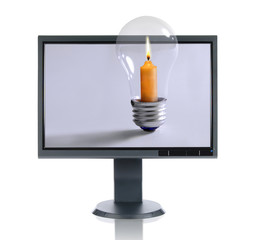 LCD Monitor and Candle