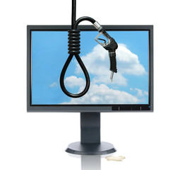 LCD Monitor and Gasoline Noose