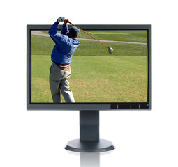 LCD Monitor and Golfer